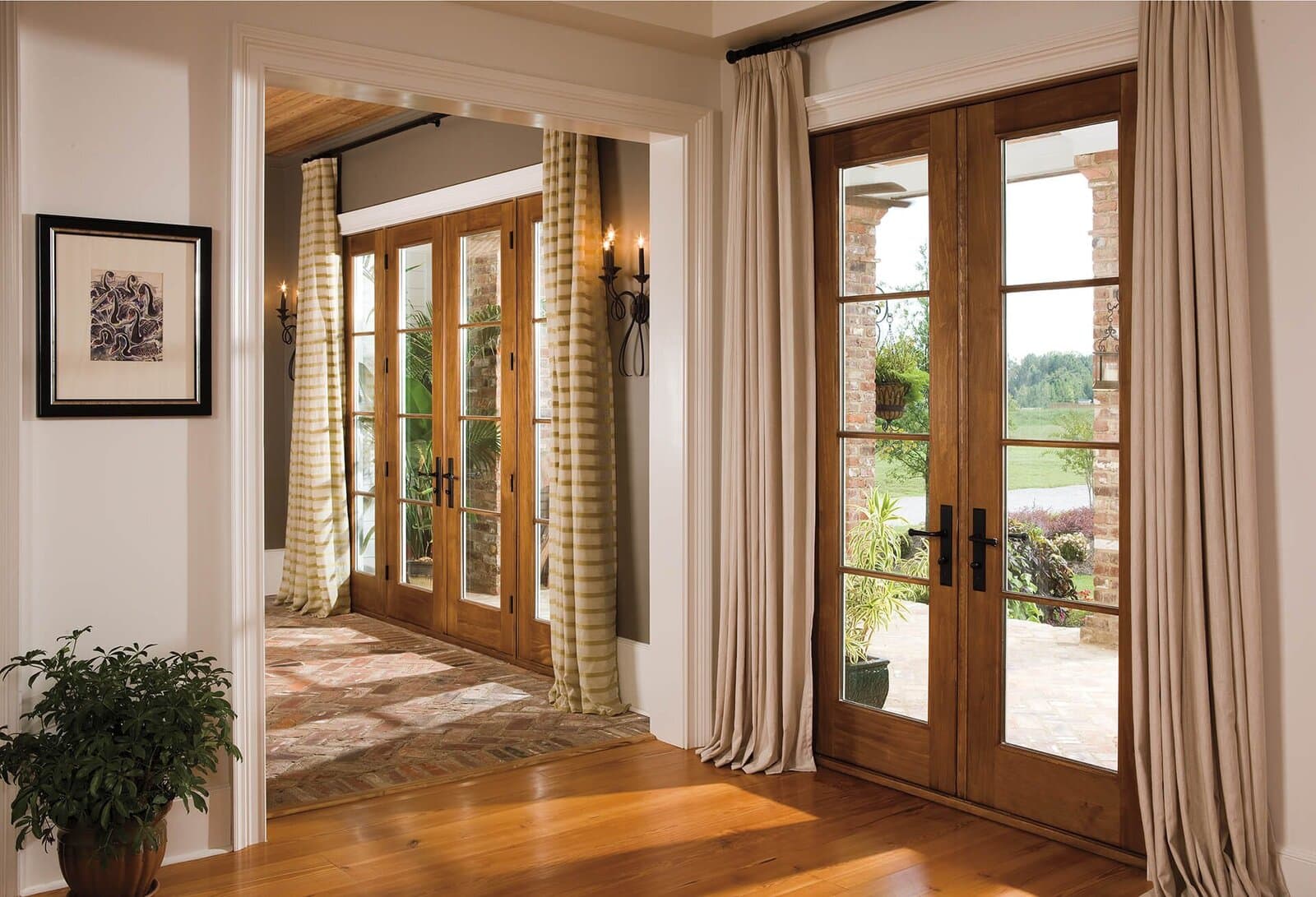 Pella wood french doors installed by Adkins & Sons in a Michigan home